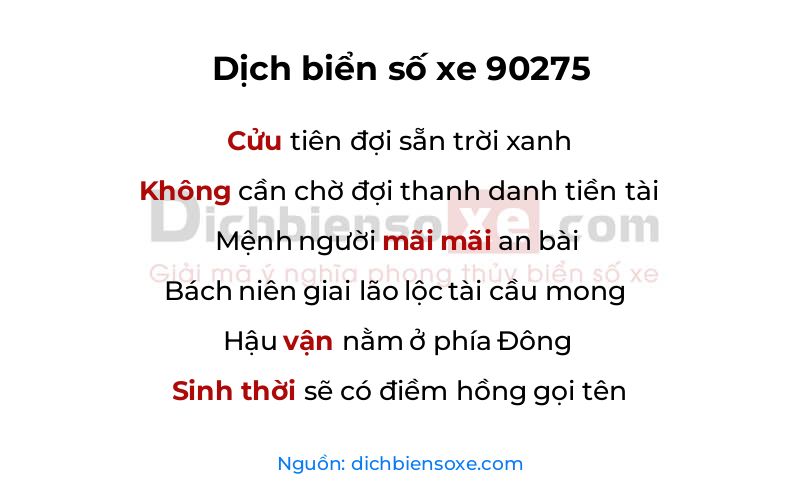 Dịch thơ biển số 90275
