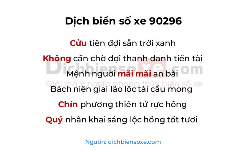 Dịch thơ biển số 90296