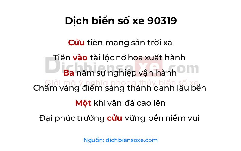 Dịch thơ biển số 90319