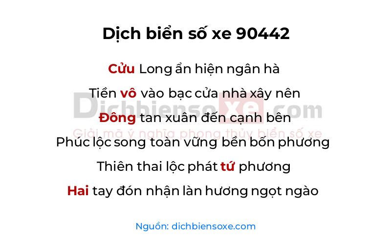 Dịch thơ biển số 90442