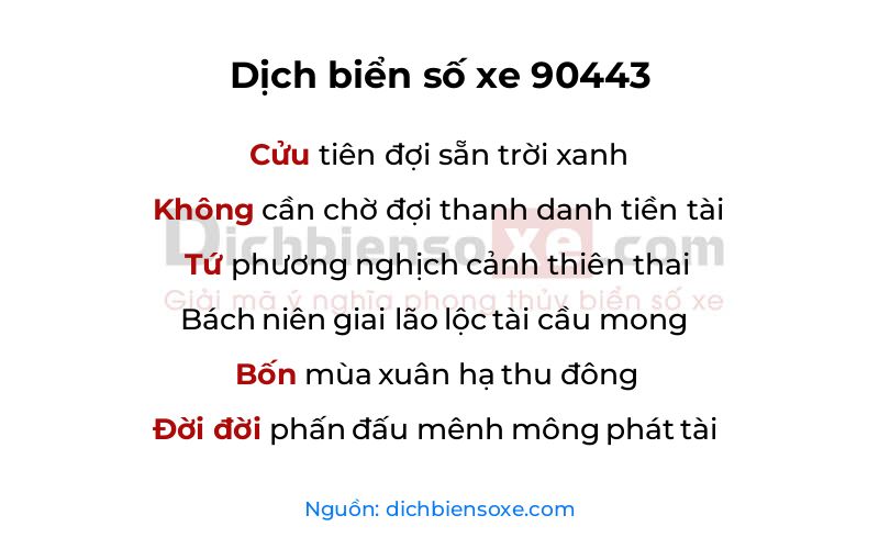 Dịch thơ biển số 90443
