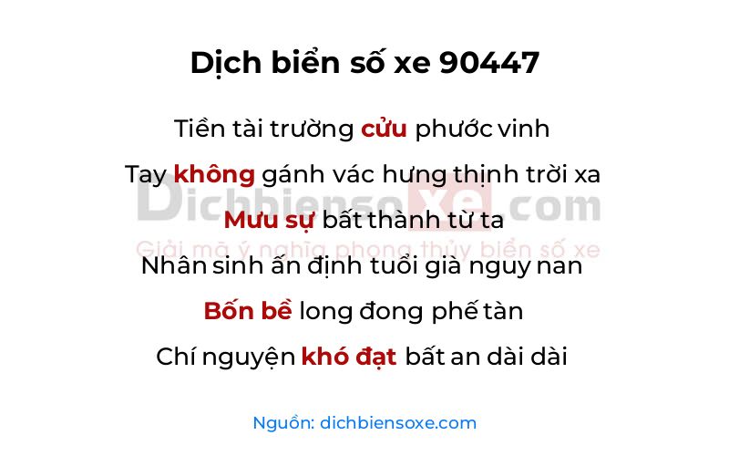 Dịch thơ biển số 90447