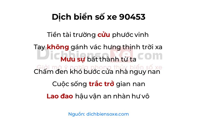 Dịch thơ biển số 90453