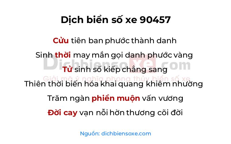 Dịch thơ biển số 90457