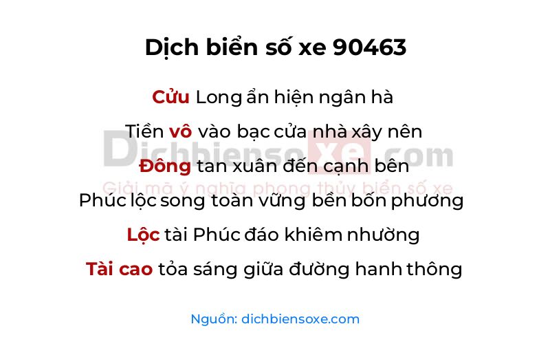 Dịch thơ biển số 90463