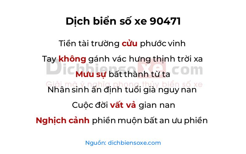 Dịch thơ biển số 90471