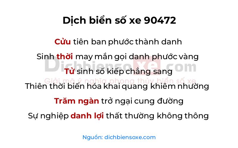 Dịch thơ biển số 90472