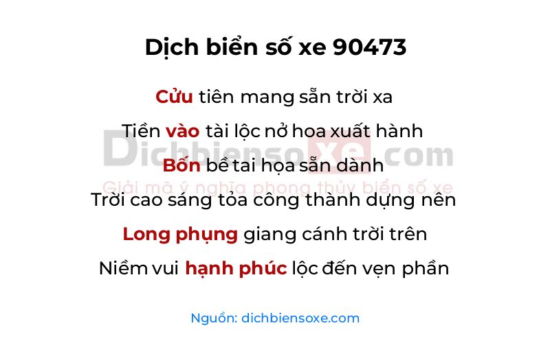 Dịch thơ biển số 90473