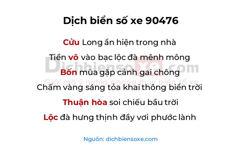 Dịch thơ biển số 90476