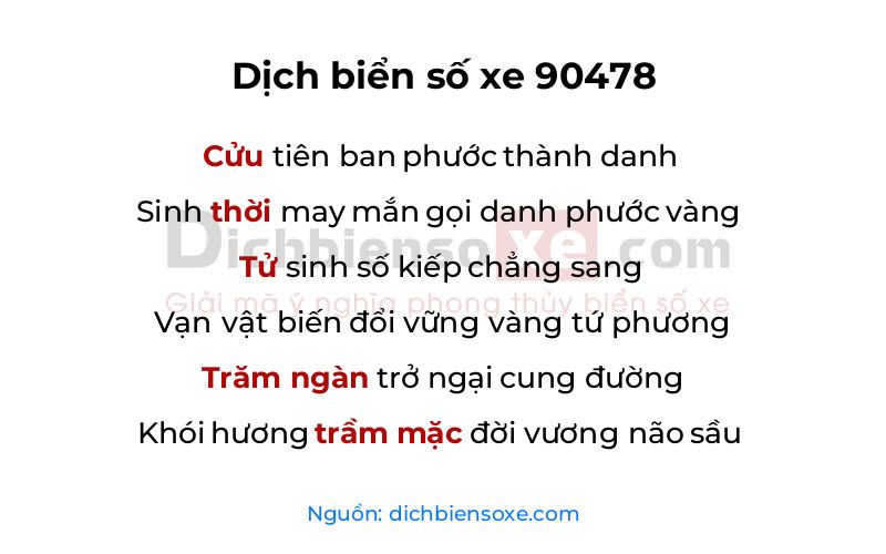 Dịch thơ biển số 90478