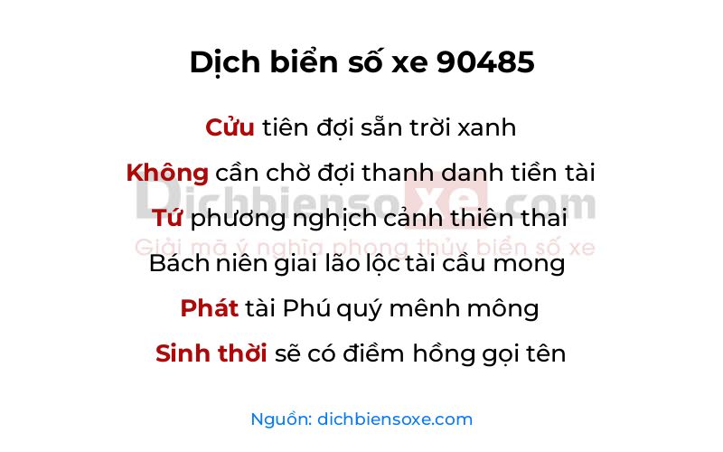 Dịch thơ biển số 90485