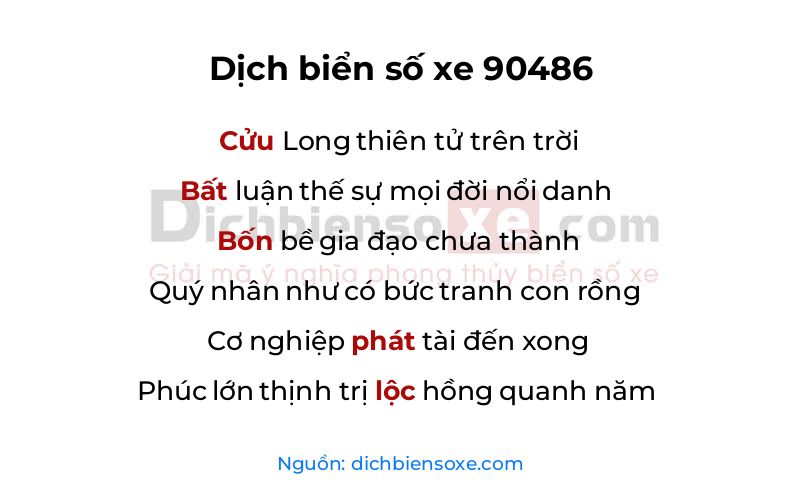 Dịch thơ biển số 90486