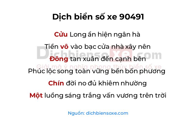 Dịch thơ biển số 90491