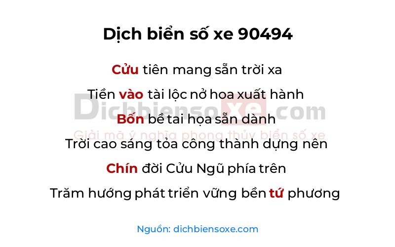 Dịch thơ biển số 90494