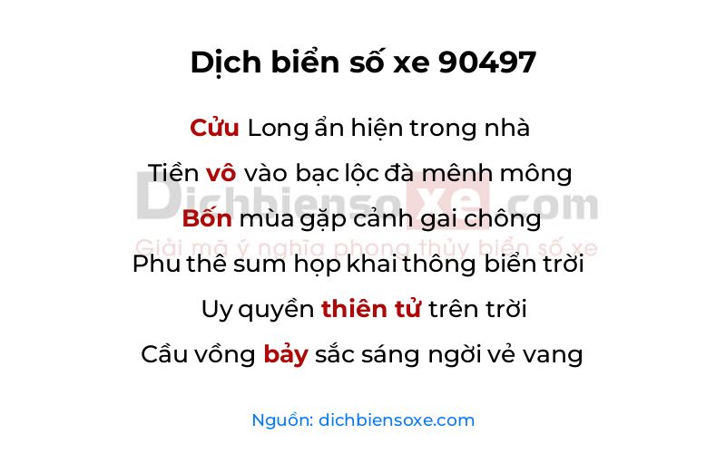 Dịch thơ biển số 90497