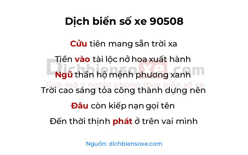 Dịch thơ biển số 90508