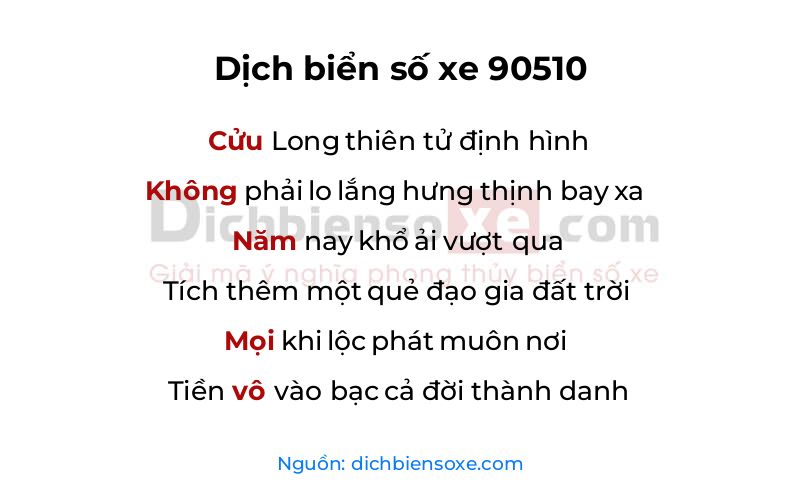 Dịch thơ biển số 90510