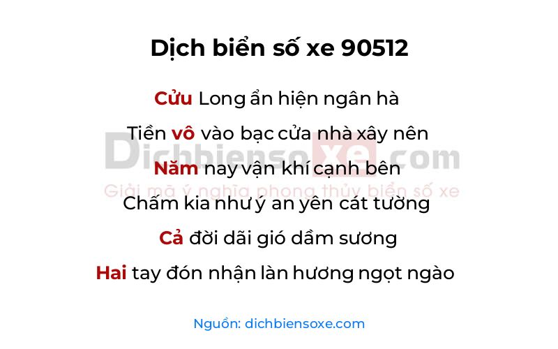 Dịch thơ biển số 90512