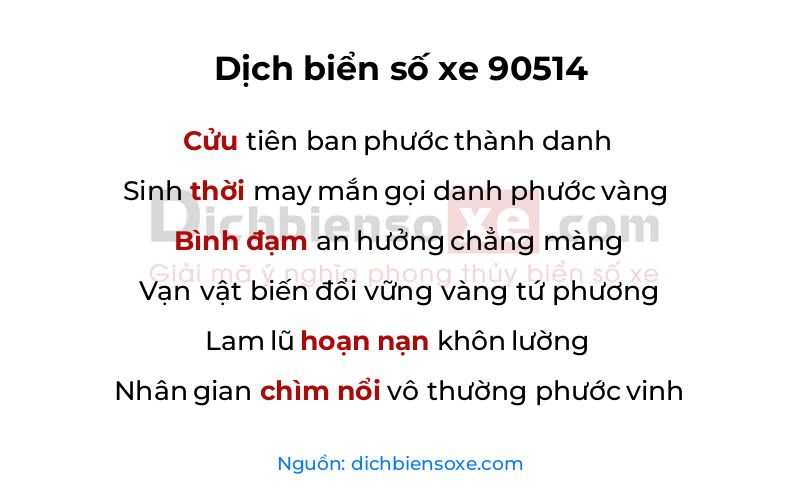 Dịch thơ biển số 90514
