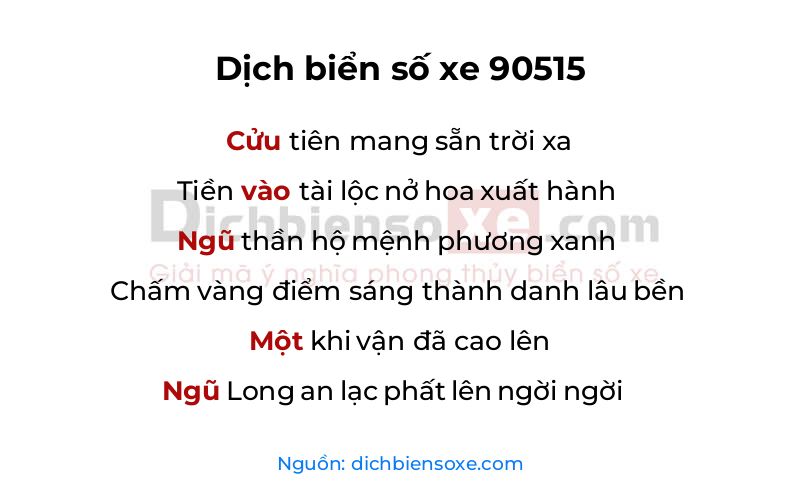 Dịch thơ biển số 90515