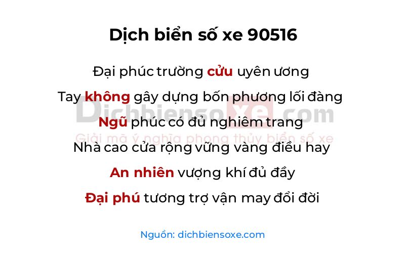 Dịch thơ biển số 90516