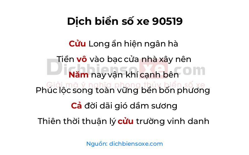 Dịch thơ biển số 90519