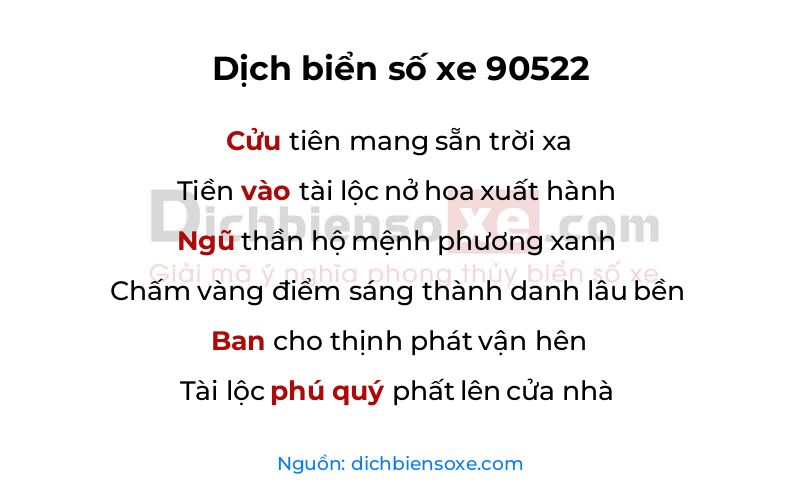 Dịch thơ biển số 90522