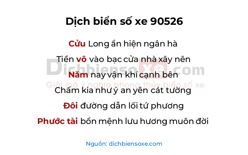 Dịch thơ biển số 90526