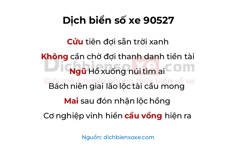 Dịch thơ biển số 90527