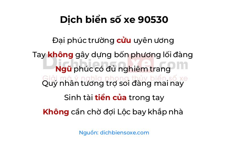 Dịch thơ biển số 90530