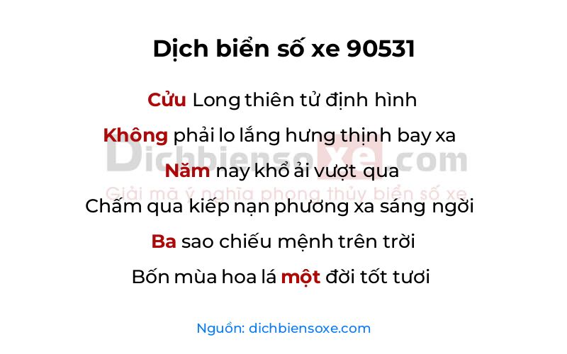 Dịch thơ biển số 90531