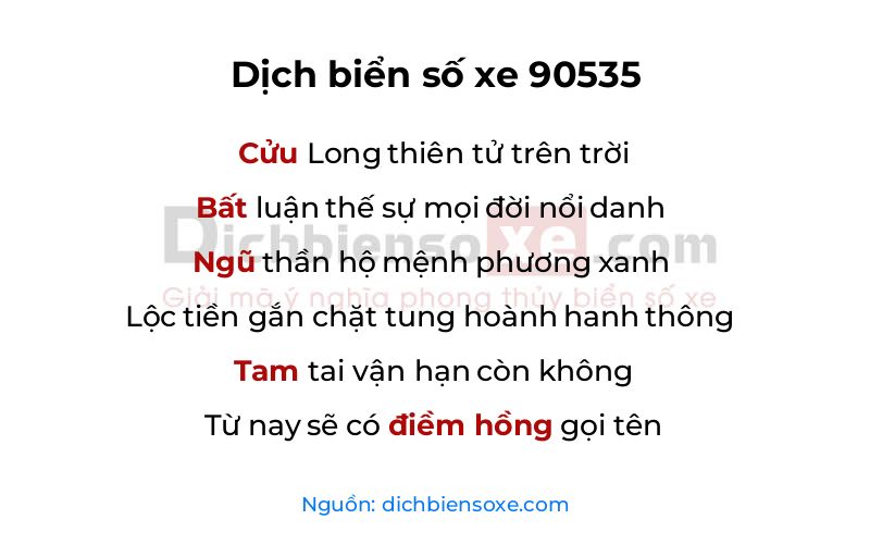 Dịch thơ biển số 90535