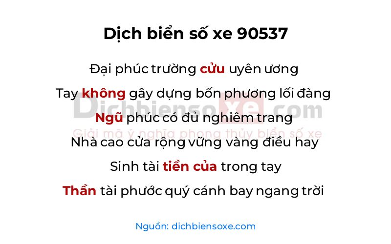 Dịch thơ biển số 90537