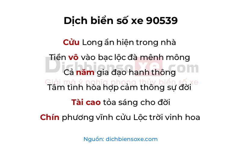 Dịch thơ biển số 90539