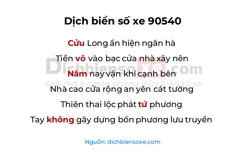 Dịch thơ biển số 90540