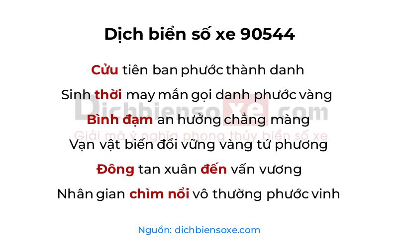 Dịch thơ biển số 90544