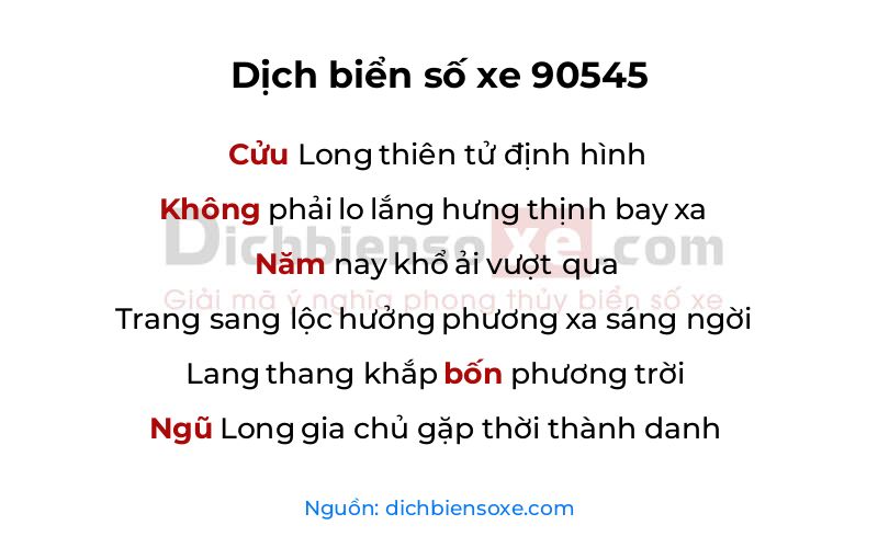 Dịch thơ biển số 90545