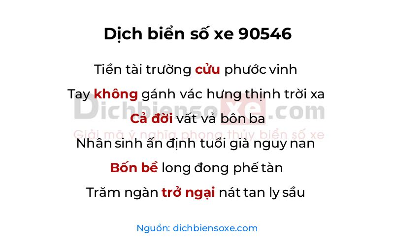 Dịch thơ biển số 90546