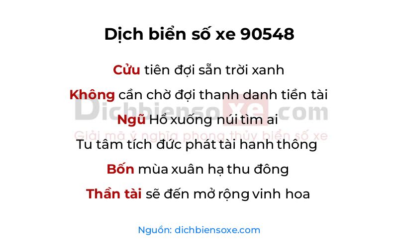 Dịch thơ biển số 90548