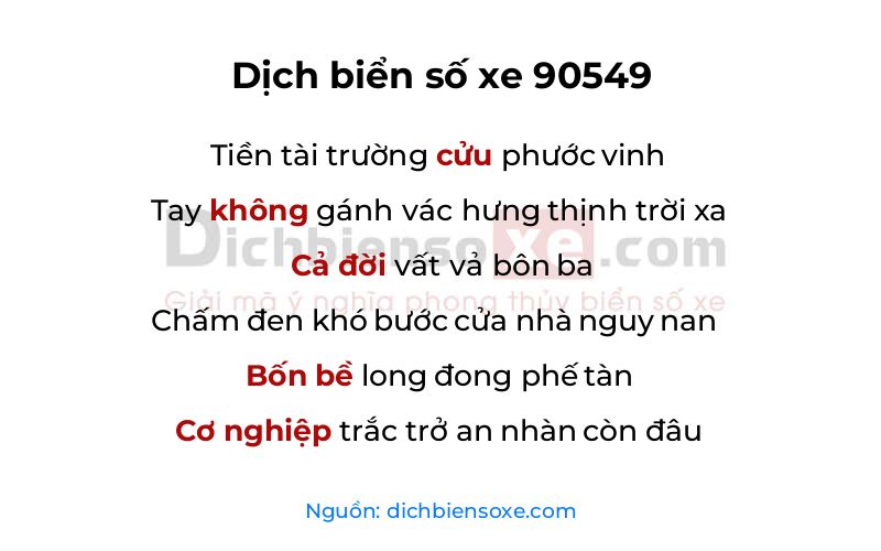 Dịch thơ biển số 90549