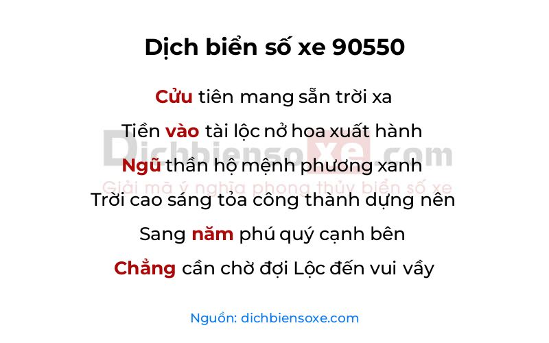 Dịch thơ biển số 90550
