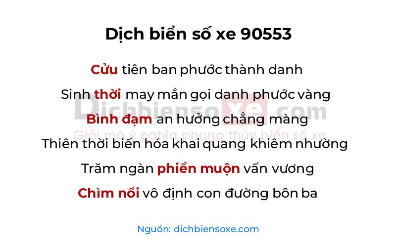 Dịch thơ biển số 90553