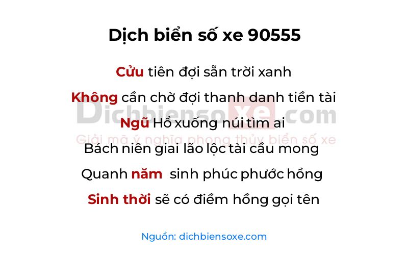 Dịch thơ biển số 90555