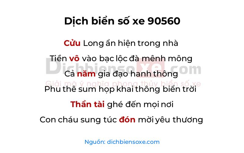Dịch thơ biển số 90560