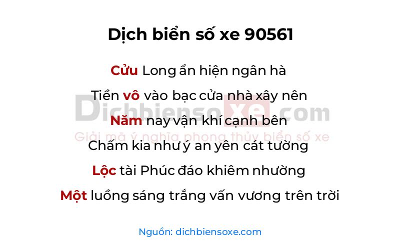 Dịch thơ biển số 90561