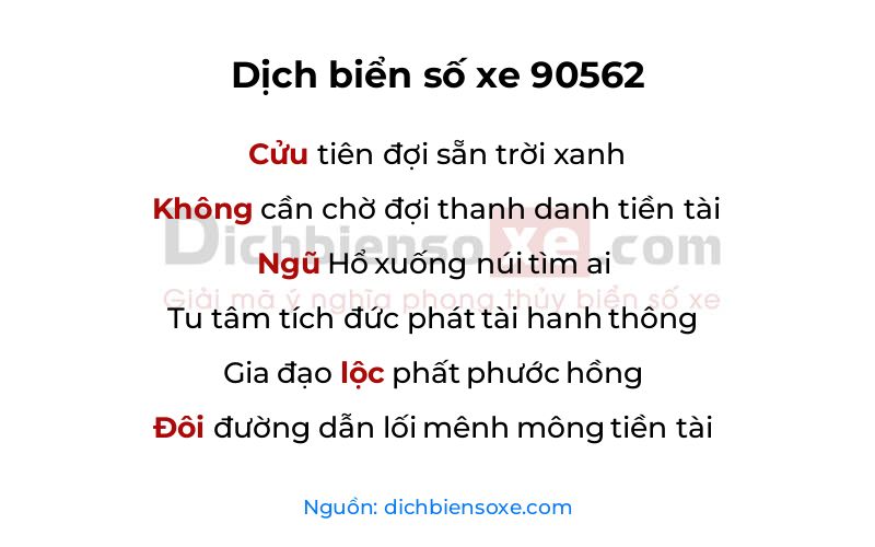 Dịch thơ biển số 90562