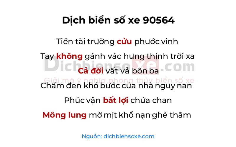 Dịch thơ biển số 90564