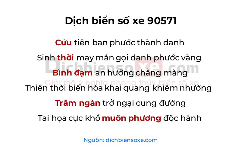 Dịch thơ biển số 90571