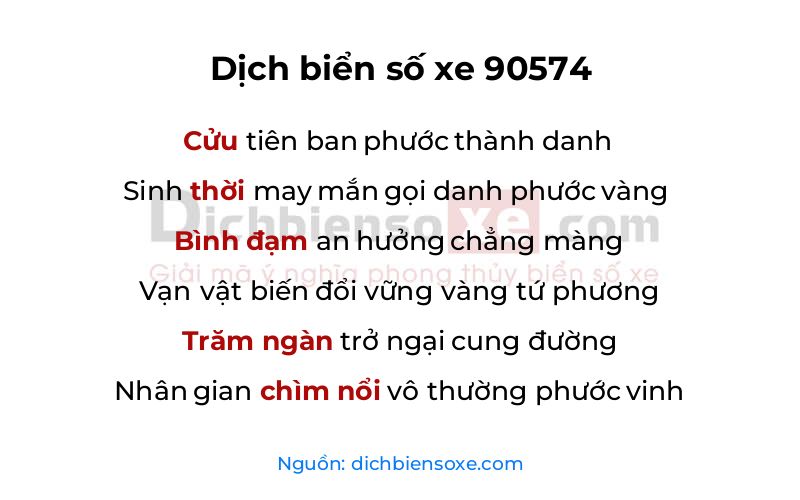 Dịch thơ biển số 90574