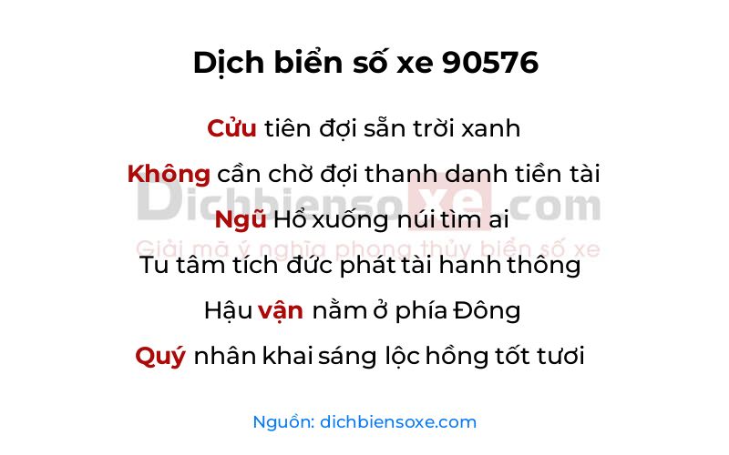 Dịch thơ biển số 90576